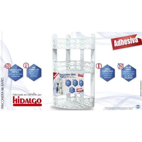 ESTANTERIA RINCONERA DE BAÑOS TRIPLE PISO,PLASTICO BLANCO,FACIL INSTALACION SIN TORNILLOS