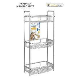 ESTANTERIA BAÑO Y DUCHA 3 BANDJEAS ALLUMA ALUMINIO ACABADO MATE  CONFORTIME