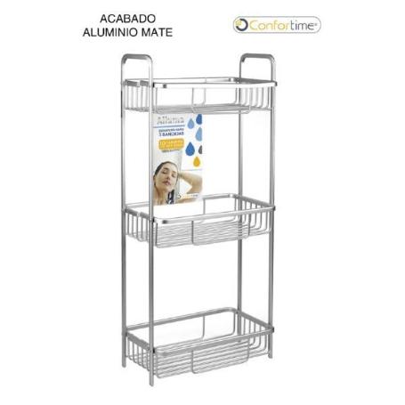 ESTANTERIA BAÑO Y DUCHA 3 BANDJEAS ALLUMA ALUMINIO ACABADO MATE  CONFORTIME