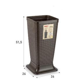 PARAGUERO IMITACIÓN RATTAN MARRON 51,5X26X26 PLASTICFORTE
