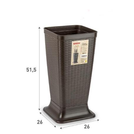 PARAGUERO IMITACIÓN RATTAN MARRON 51,5X26X26 PLASTICFORTE