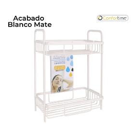 ESTANTERIA BAÑO-DUCHA 2 BANDEJAS ALUMINIO ACABADO BLANCO MATE CONFORTIME