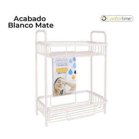 ESTANTERIA BAÑO-DUCHA 2 BANDEJAS ALUMINIO ACABADO BLANCO MATE CONFORTIME