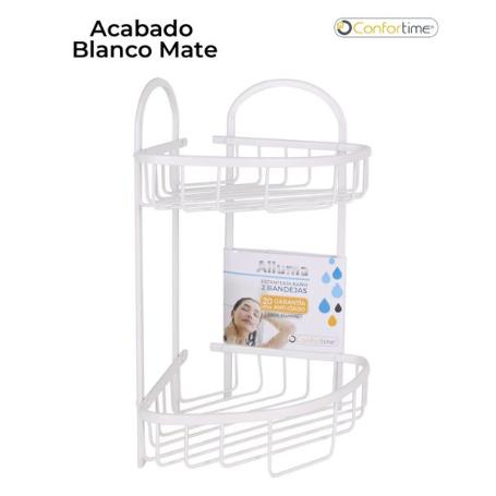 ESTANTERIA RINCONERA PARA BAÑO - DUCHA ALUMINIO BLANCO MATE 2 BANDEJAS CONFORTIME