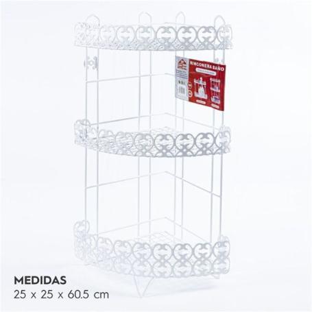 ESTANTERIA RINCONERA PARA BAÑO-DUCHA 3 ALTURAS ECONOMICA METAL PLATIFICADO BLANCO