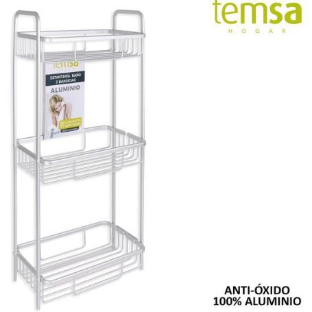 ESTANTERIA PARA BAÑO-DUCHA ALUMINIO 3 BANDEJAS,ANTIOXIDO,FACIL MONTAJE MARCA TEMSA