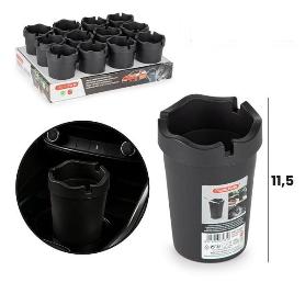 VASO CENICERO NEGRO ANTIHUMO 11,5 CMS PLASTICFORTE