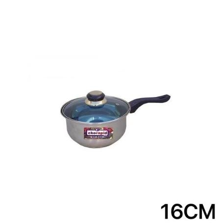 16 CMS CAZO CACILLO INOXIDABLE CON TAPA CRISTAL EKORAPID