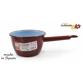 18 CMS CAZO CON PICO PORCELANA COLOR TEJA 2,2 LTS. FABRICADO EN ESPAÑA LA ESTRELLA