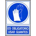 Señal es obligatorio usar guantes 
